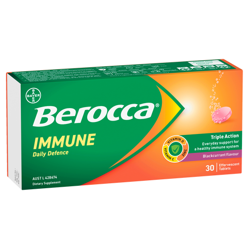 Berocca Immune Daily Defence Blackcurrant Flavour Effervescent Tablet