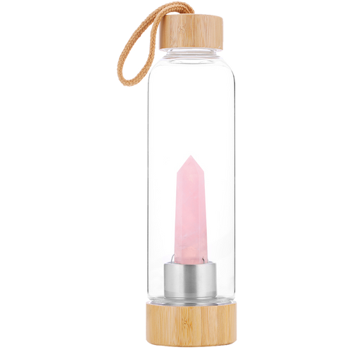 Drink Bottle with Crystal - Rose Quartz