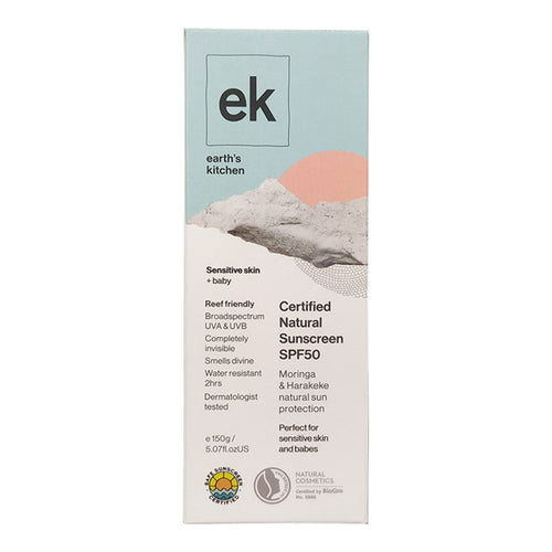 Earth's Kitchen Certified Natural Sunscreen SPF50+ - Moringa & Harakeke