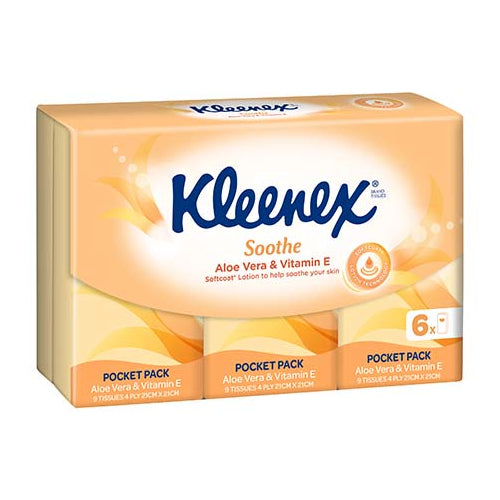 Kleenex Soothe Facial Tissues - Pocket Pack, Aloe Vera & Vitamin E