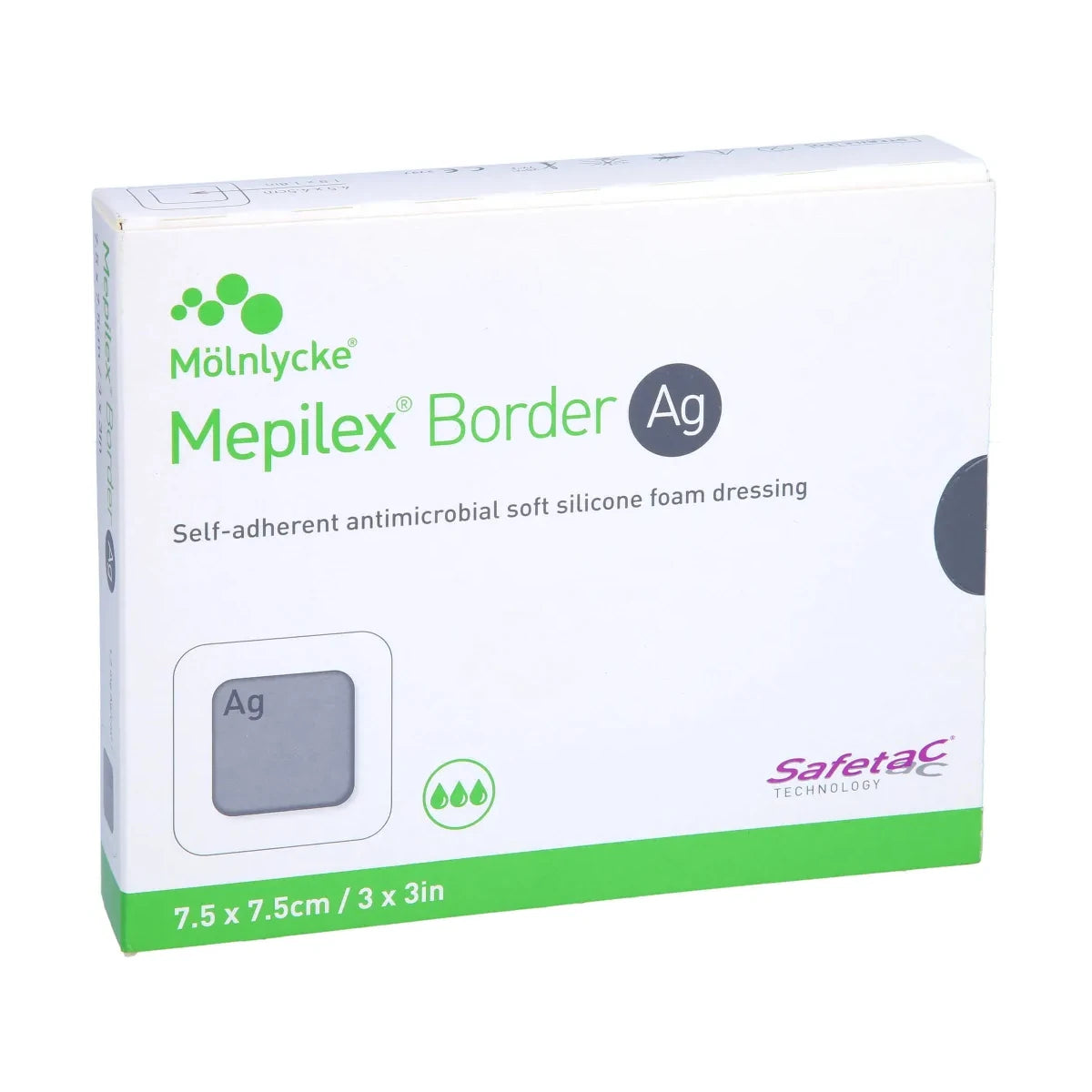 Mepilex Border Ag Self-adherent Antimicrobial Soft Silicone Foam Dress ...