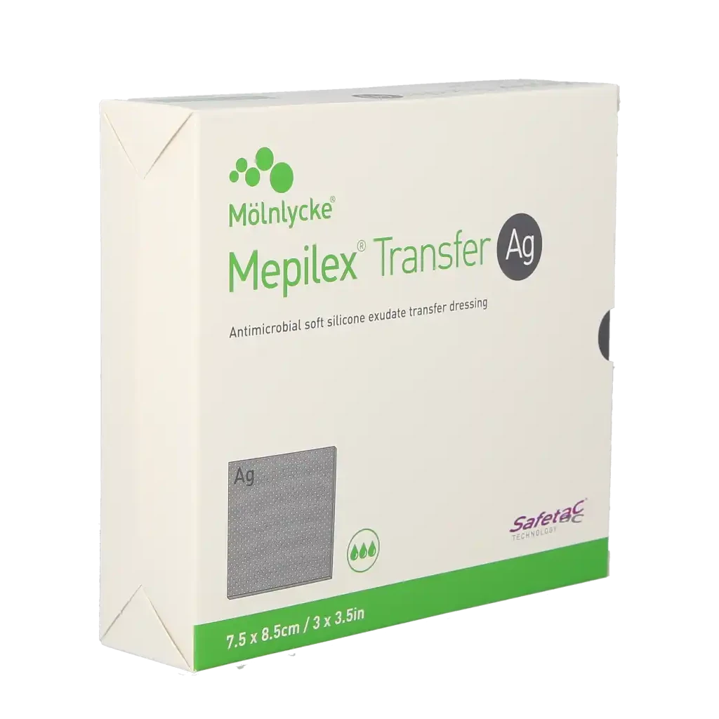 Mepilex Transfer Ag Antimicrobial Soft Silicone Exudate Transfer Dress ...