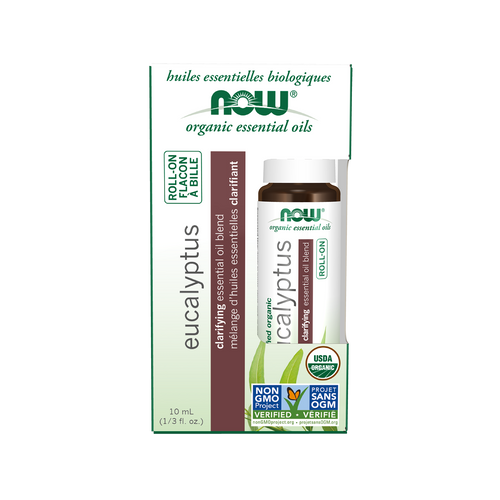 NOW Organic Essential Oils Roll-On Eucalyptus - Clarifying Blend