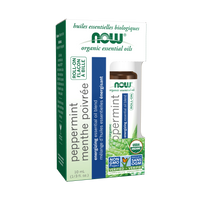 NOW Organic Essential Oils Roll-On Peppermint - Energizing Blend