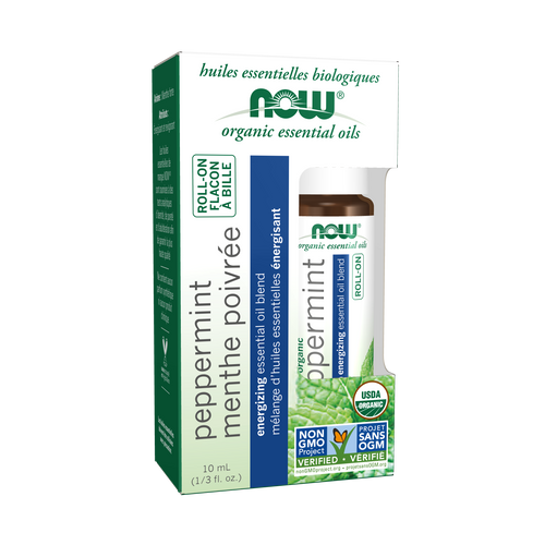 NOW Organic Essential Oils Roll-On Peppermint - Energizing Blend