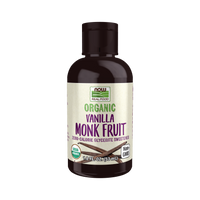 NOW Real Food Monk Fruit Zero-Calorie Glycerite Sweetener Organic, Vanilla